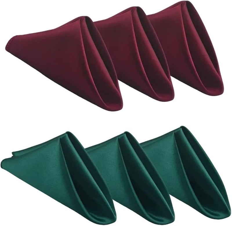 مناديل قماش ساتان أحمر النبيذ 30 قطعة 30 سم مربع لتزيين طاولة العشاء لحفلات الزفاف - Image 2